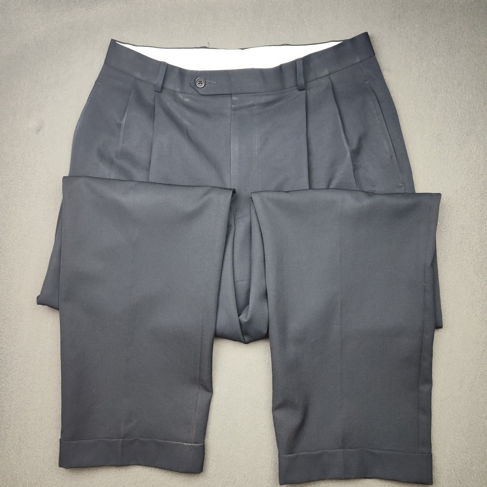 Brooks Brothers Pants Mens 33x32 Blue Pleated Wool Dress Trouser Suit Work Slack - Picture 3 of 13